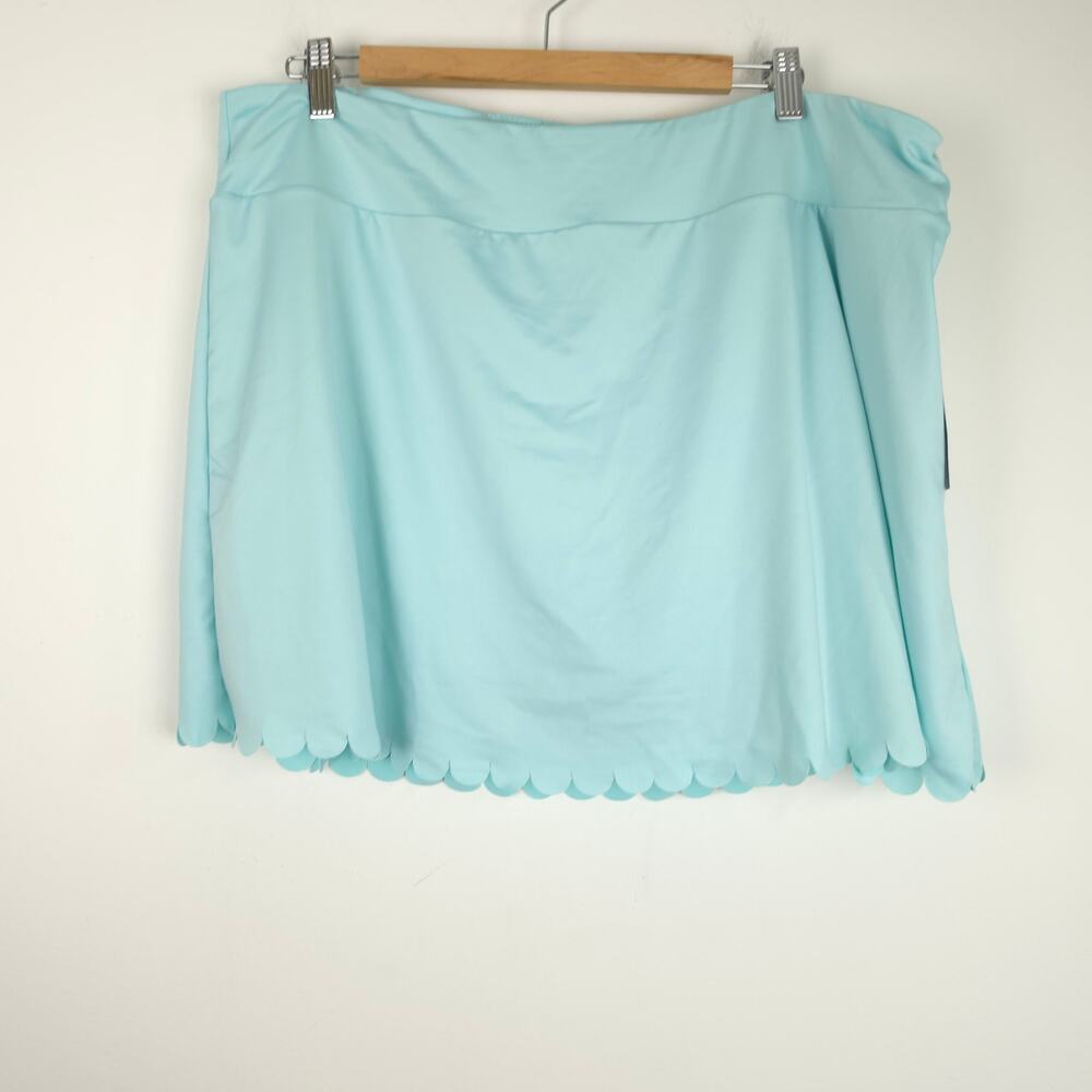 Crown & Ivy Foamy Aqua Crown Lounge Scallop Hem Tennis Athleisure Skort Size XXL